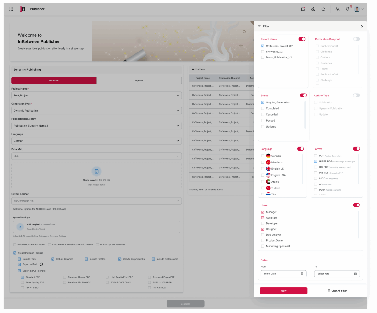 Publisher Pro - Generation Tab